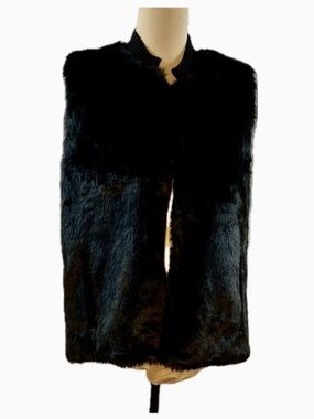 Rebecca Malone Faux Fur/rib Knit Black Teddy Jacket, size XL